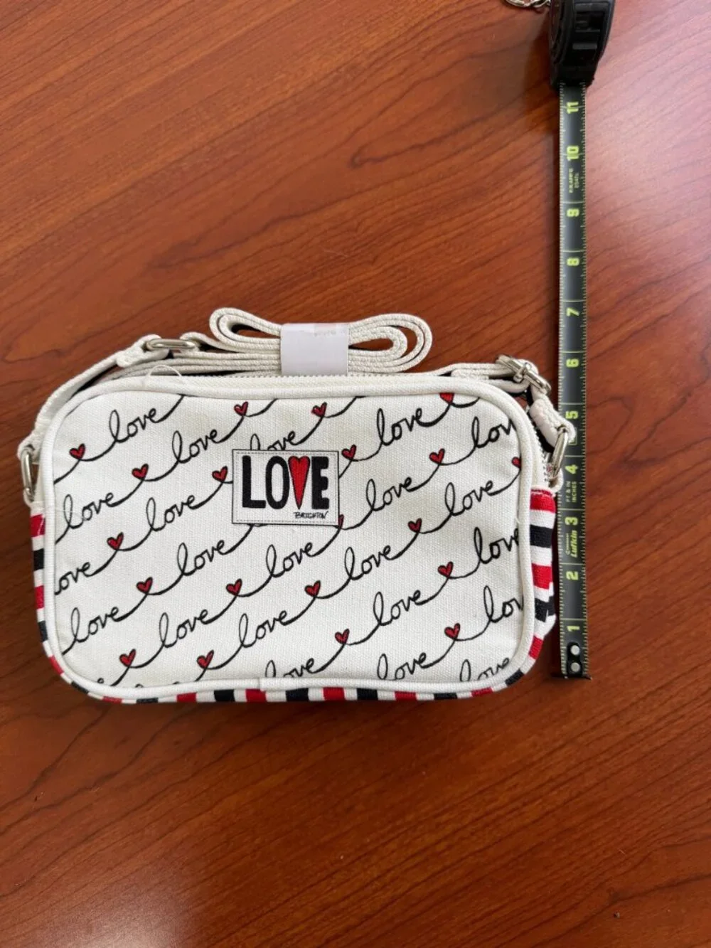 Brighton White Canvas Crossbody Bag Love Print Adjustable Strap